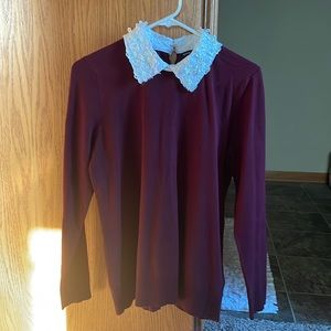 Cable&Gauge pullover sweater,burgundy.